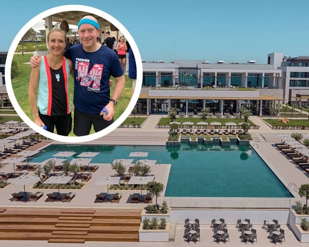 The Anda Barut Collection hotel, and inset Tom and Paula Radcliffe