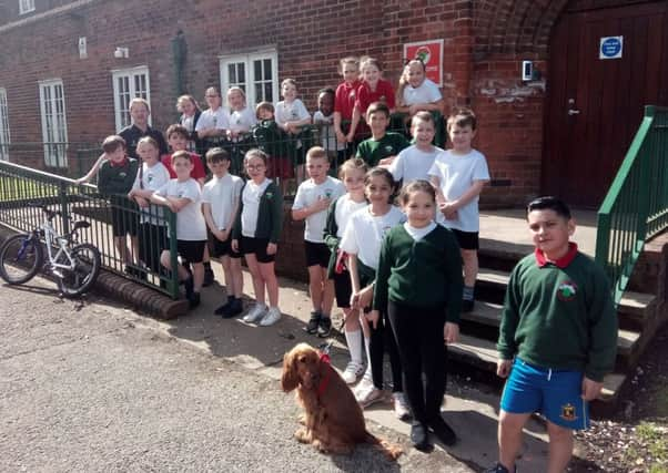 P5 pupils at Elmgrove PS after completing the one mile run