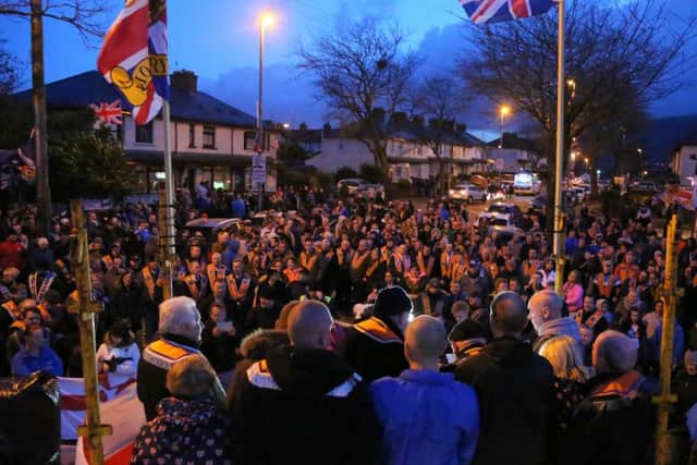 Pictured is the 1,000th day parade held at Twaddell Avenue in north Belfast