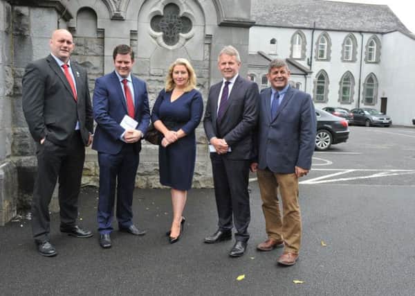 Pictured Left to Right are John Hayes, rugby legend, Sean Finan, Macra President with Dr. Vanessa Woods, Agriaware, Barclay Bell, UFU President and Minster Andrew Doyle.
